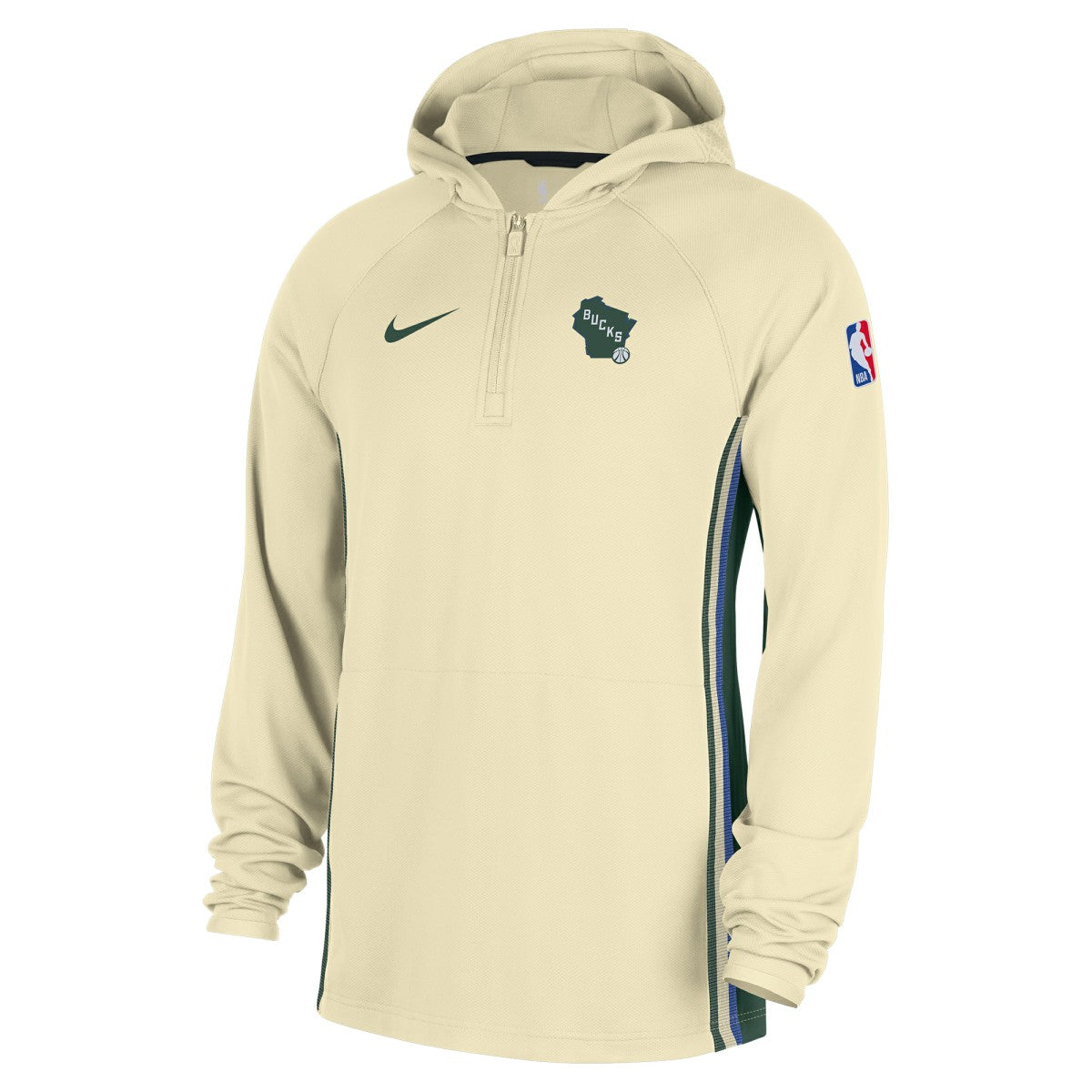Nike Milwaukee Bucks 2025/26 City Edition Remix Authentic On-Court Quarter-Zip Dri-FIT Hooded Jacket White