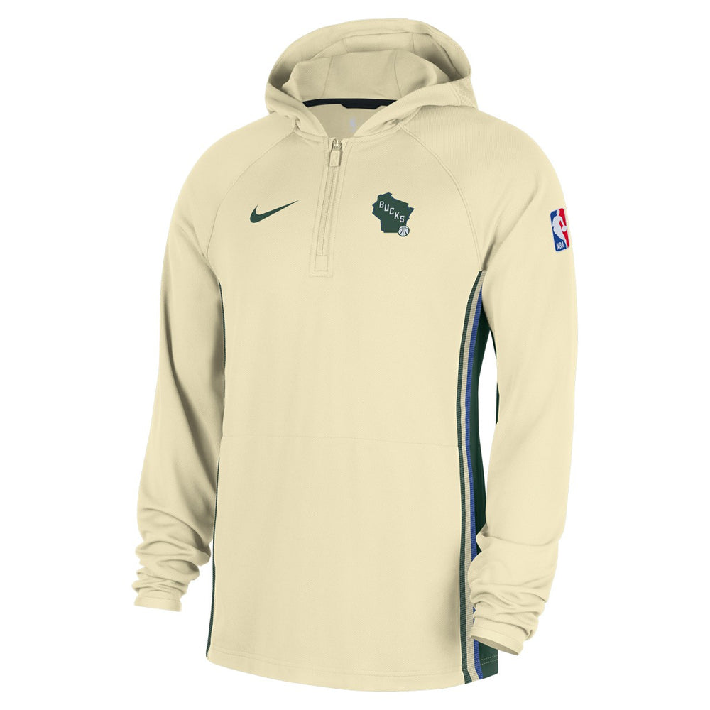 Nike Milwaukee Bucks 2025/26 City Edition Remix Authentic On-Court Quarter-Zip Dri-FIT Hooded Jacket White