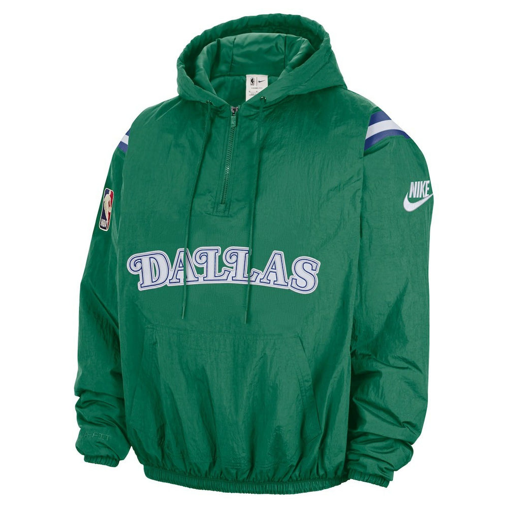 Nike Dallas Mavericks Hardwood Classics Therma-FIT Half-Zip Hooded Windbreaker Green