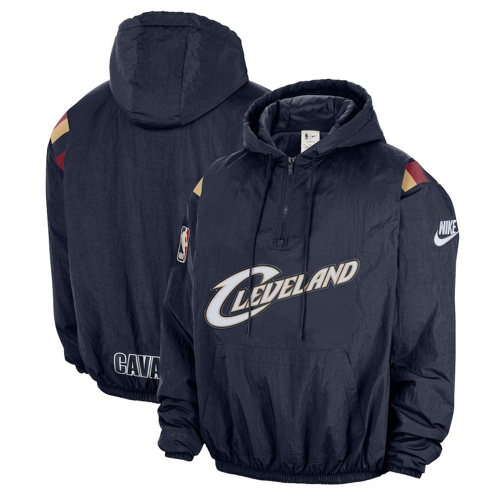 Nike Cleveland Cavaliers Hardwood Classics Therma-FIT Half-Zip Hooded Windbreaker Navy
