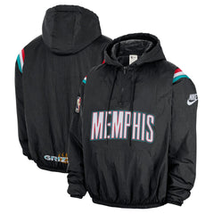 Nike Memphis Grizzlies Hardwood Classics Therma-FIT Half-Zip Hooded Windbreaker Black
