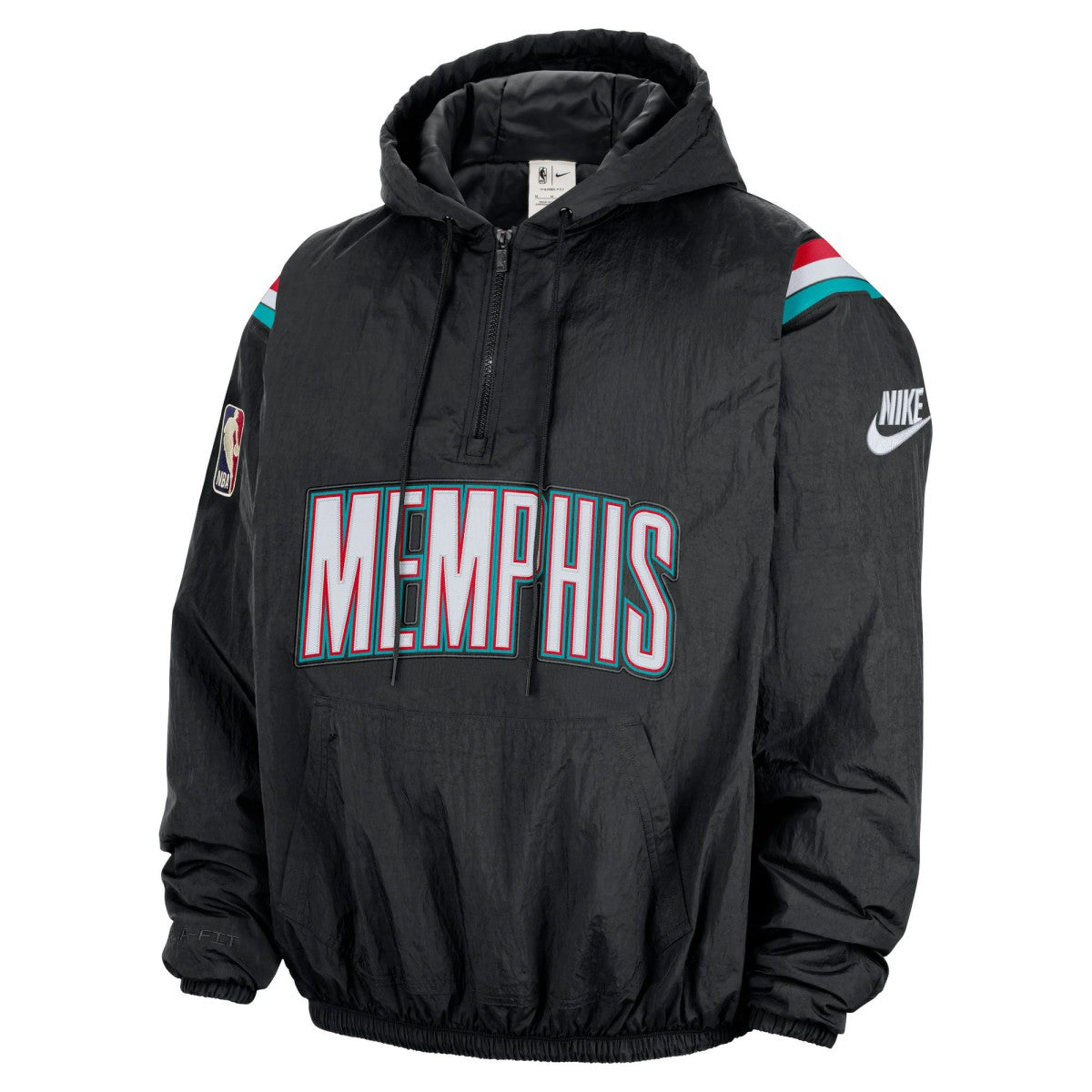 Nike Memphis Grizzlies Hardwood Classics Therma-FIT Half-Zip Hooded Windbreaker Black