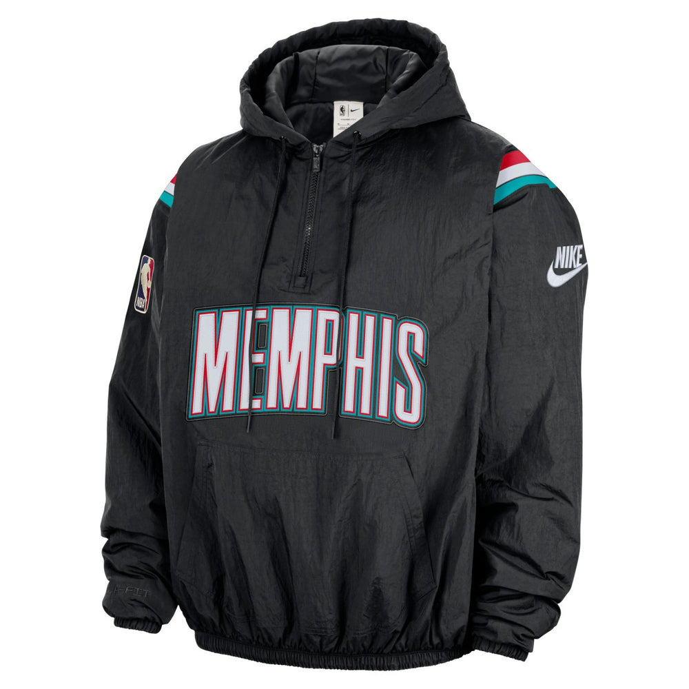 Nike Memphis Grizzlies Hardwood Classics Therma-FIT Half-Zip Hooded Windbreaker Black