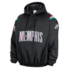 Nike Memphis Grizzlies Hardwood Classics Therma-FIT Half-Zip Hooded Windbreaker Black