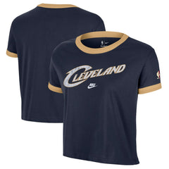 Nike Cleveland Cavaliers Women's Classic Edition Hardwood Classics Essential Vintage Ringer T-Shirt Navy