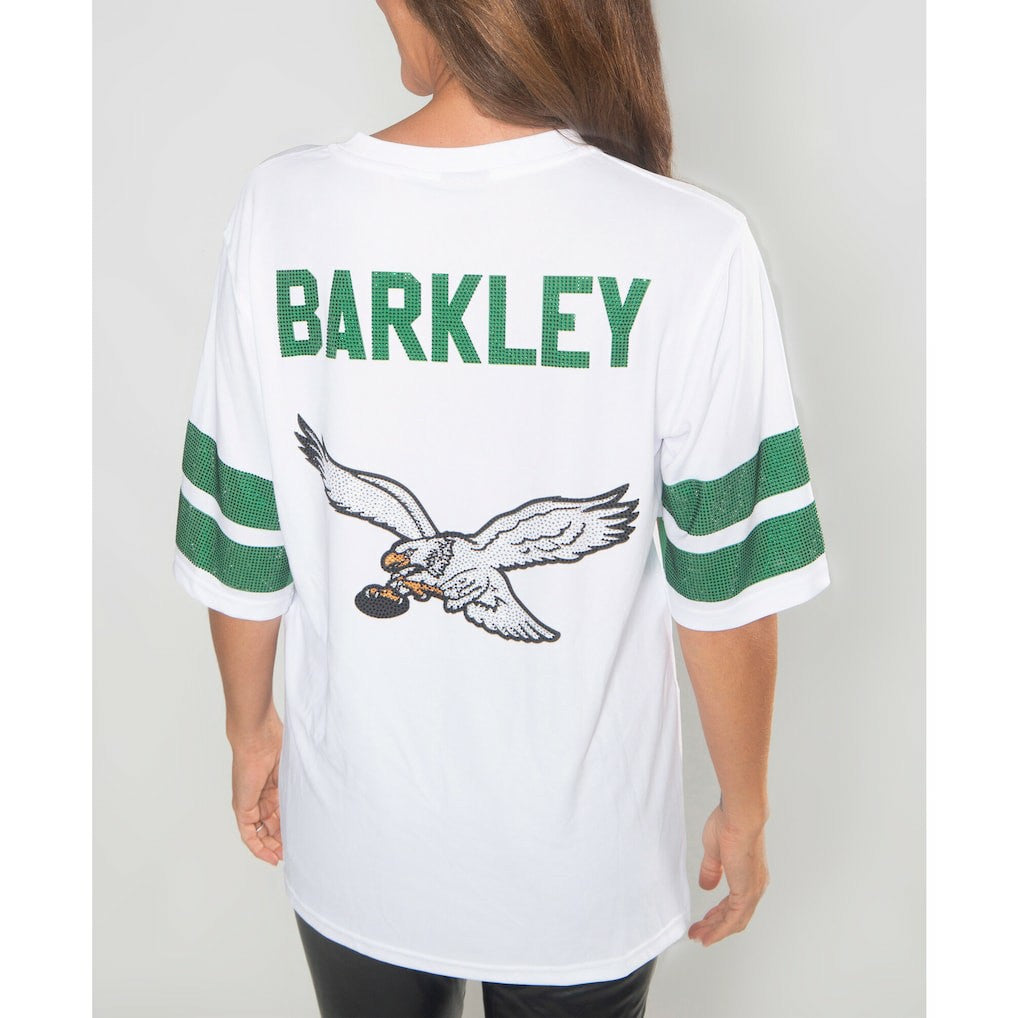 Saquon Barkley Philadelphia Eagles Cuce Women's Crystal V-Neck Tunic - White - NFL