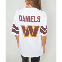 Jayden Daniels Washington Commanders Cuce Women's Crystal V-Neck Tunic - White - NFL