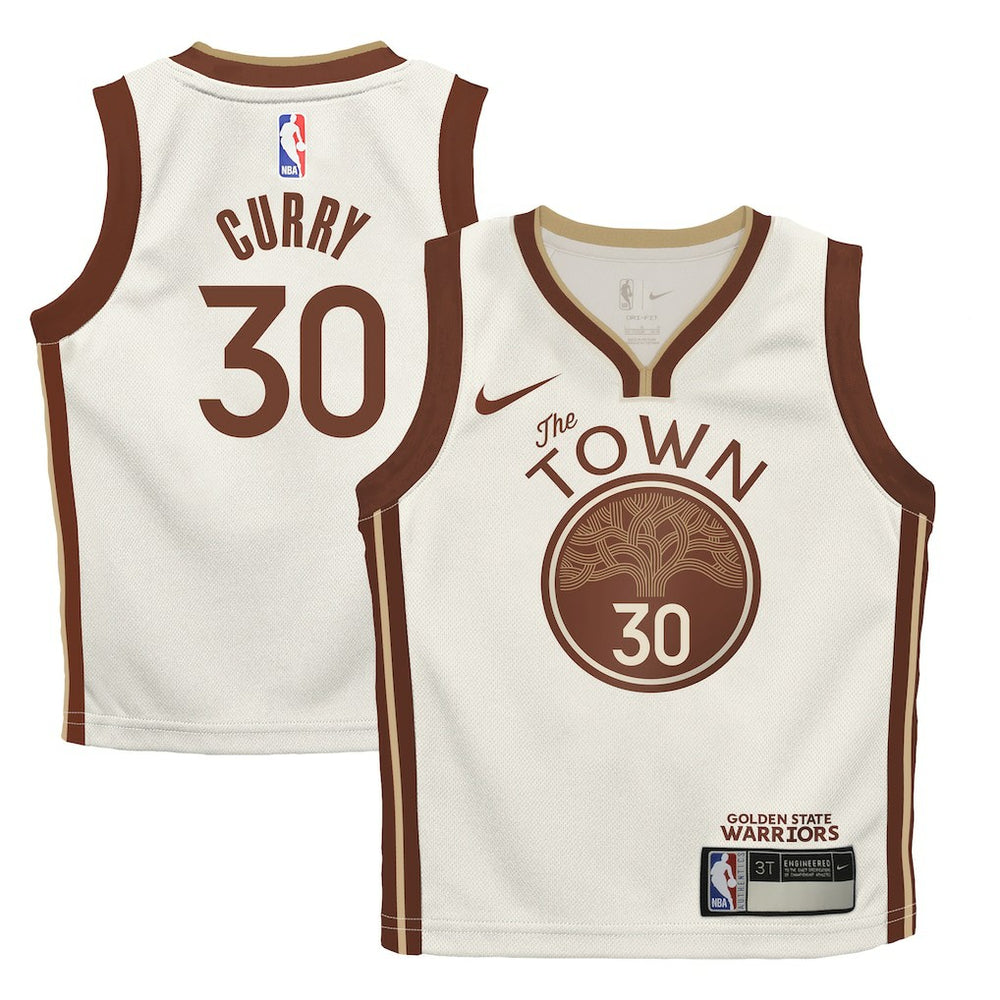 Nike Stephen Curry Golden State Warriors Preschool 2025/26 City Edition Swingman Jersey Tan