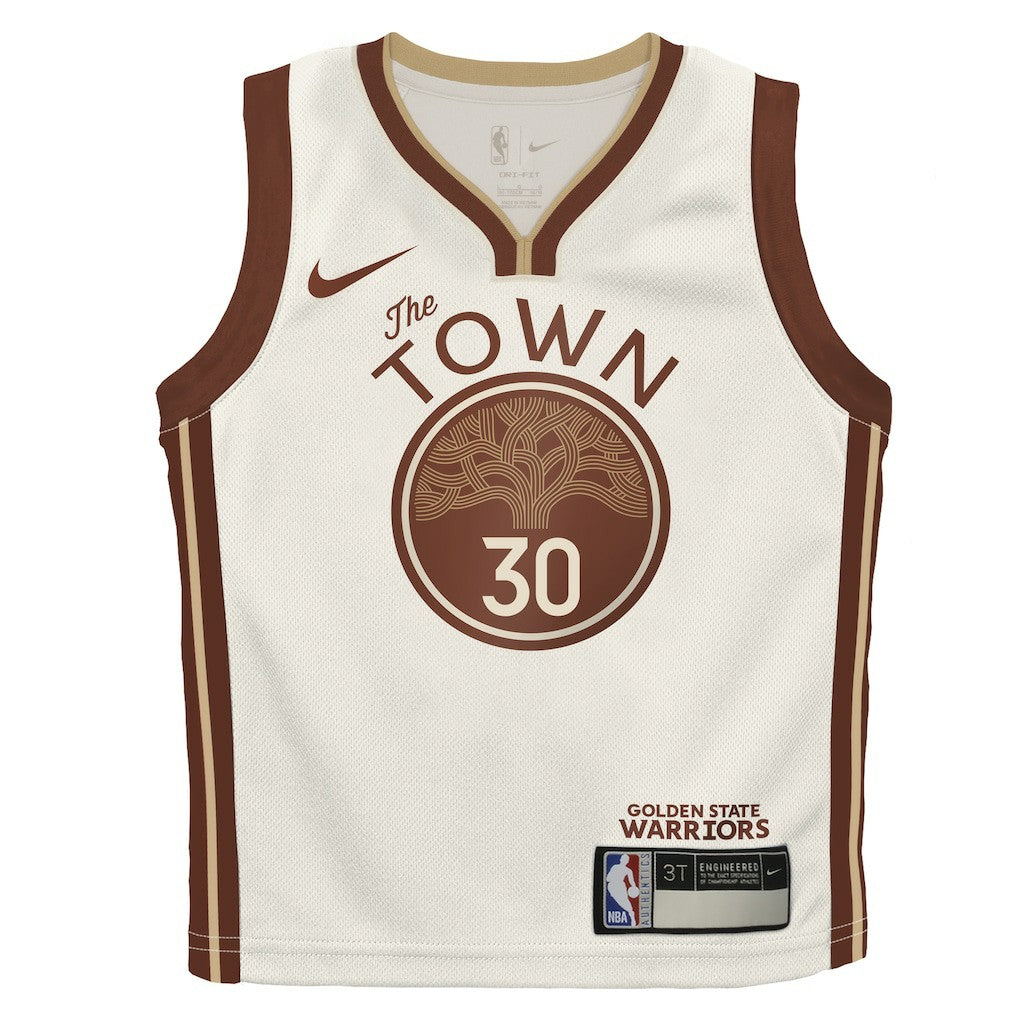 Nike Stephen Curry Golden State Warriors Preschool 2025/26 City Edition Swingman Jersey Tan