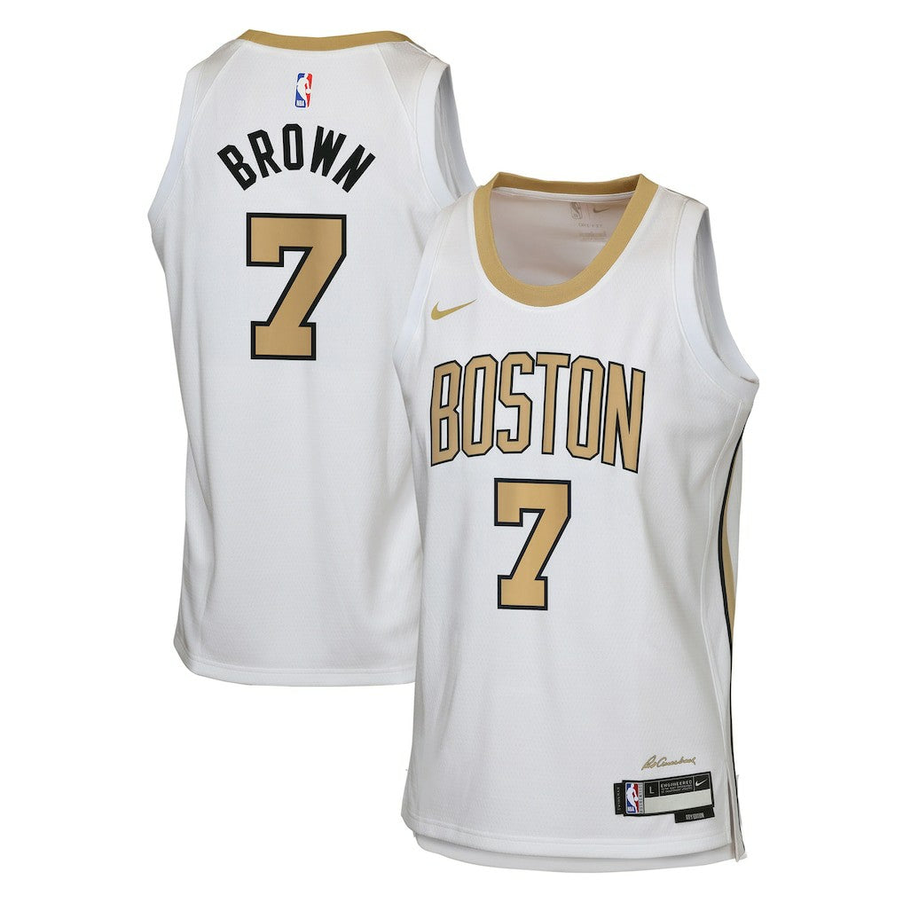 Nike Jaylen Brown Boston Celtics Youth 2025/26 City Edition Swingman Jersey White