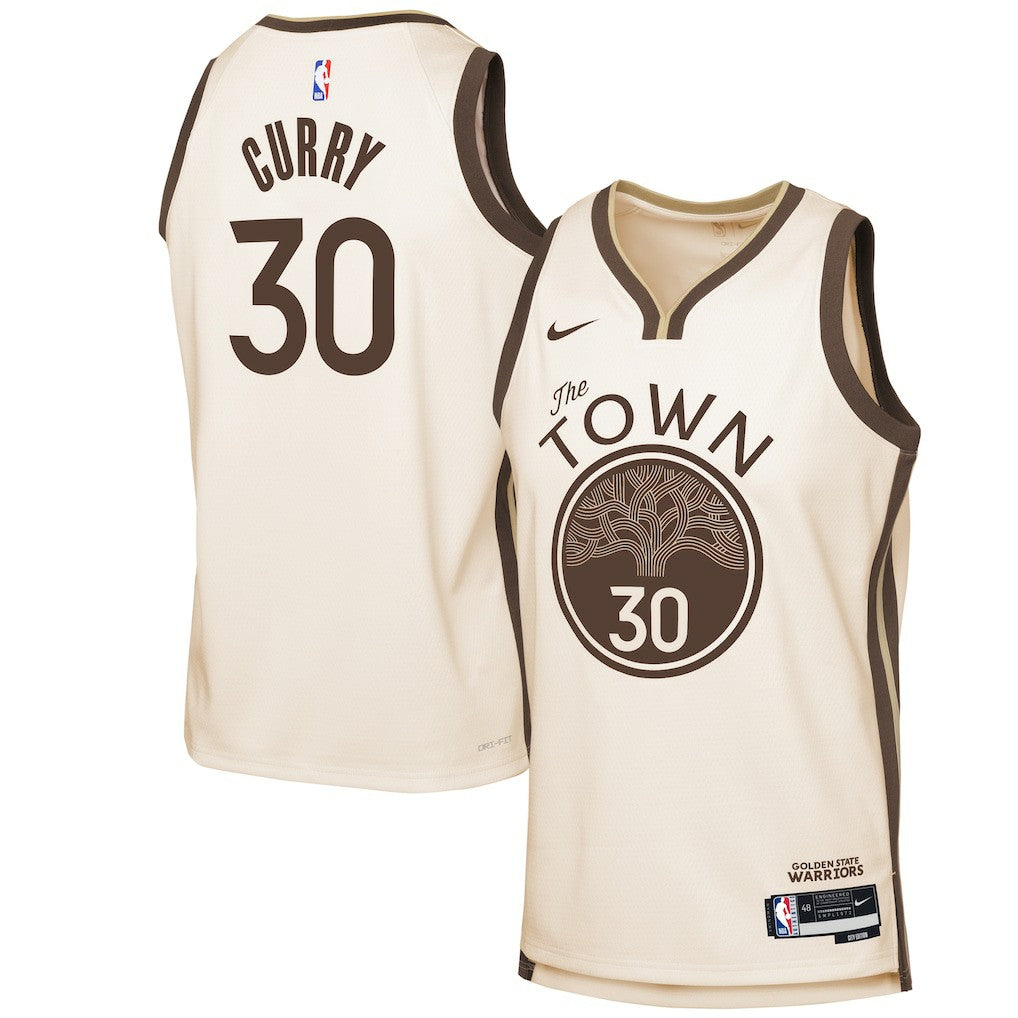 Nike Stephen Curry Golden State Warriors Youth 2025/26 City Edition Swingman Jersey Tan