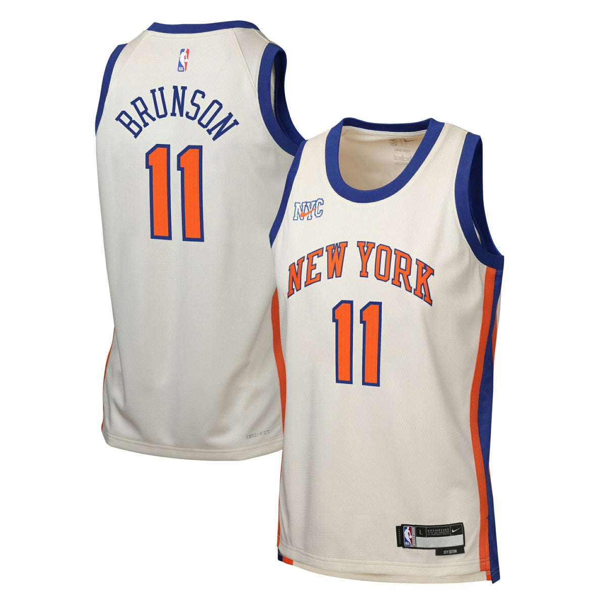 Nike Jalen Brunson New York Knicks Youth 2025/26 City Edition Swingman Jersey Cream