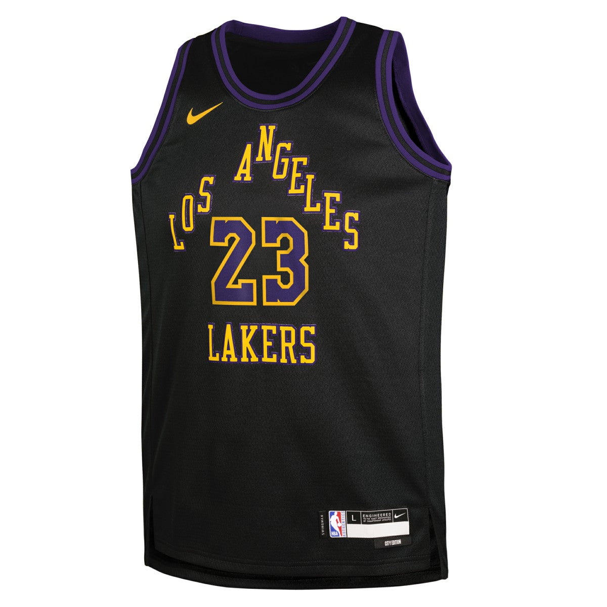 Nike LeBron James Los Angeles Lakers Youth 2025/26 City Edition Swingman Jersey Black