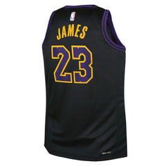 Nike LeBron James Los Angeles Lakers Youth 2025/26 City Edition Swingman Jersey Black
