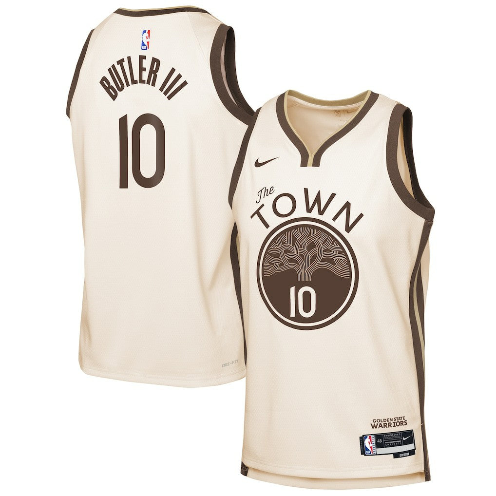 Nike Jimmy Butler III Golden State Warriors Youth 2025/26 City Edition Swingman Jersey Tan