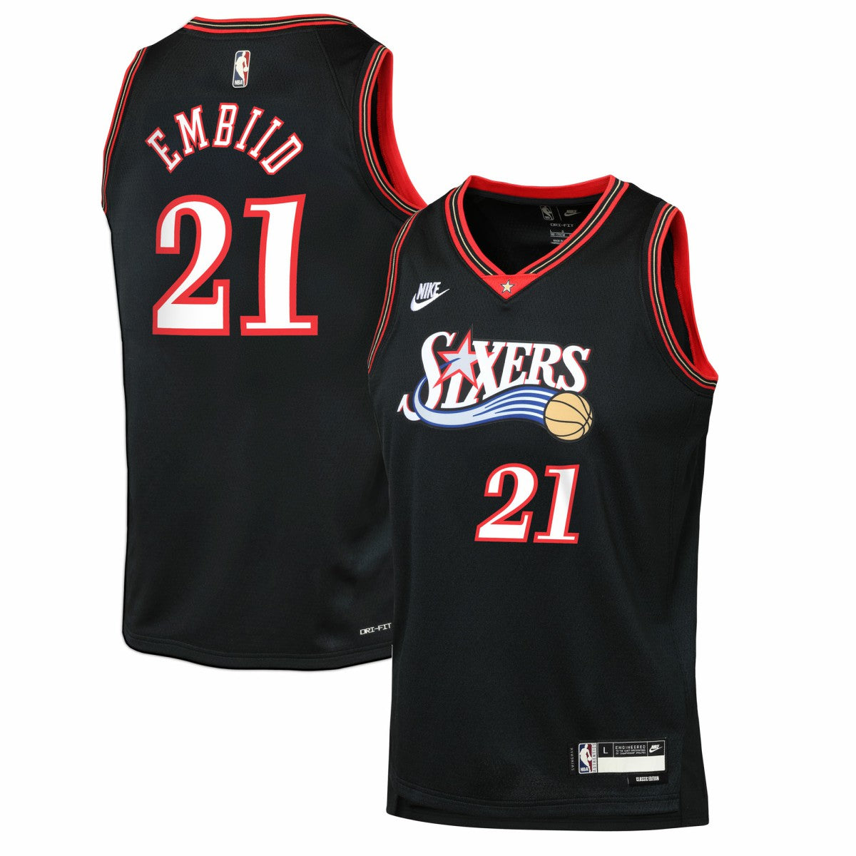 Nike Joel Embiid Philadelphia 76ers Youth Swingman Jersey Classic Edition Black