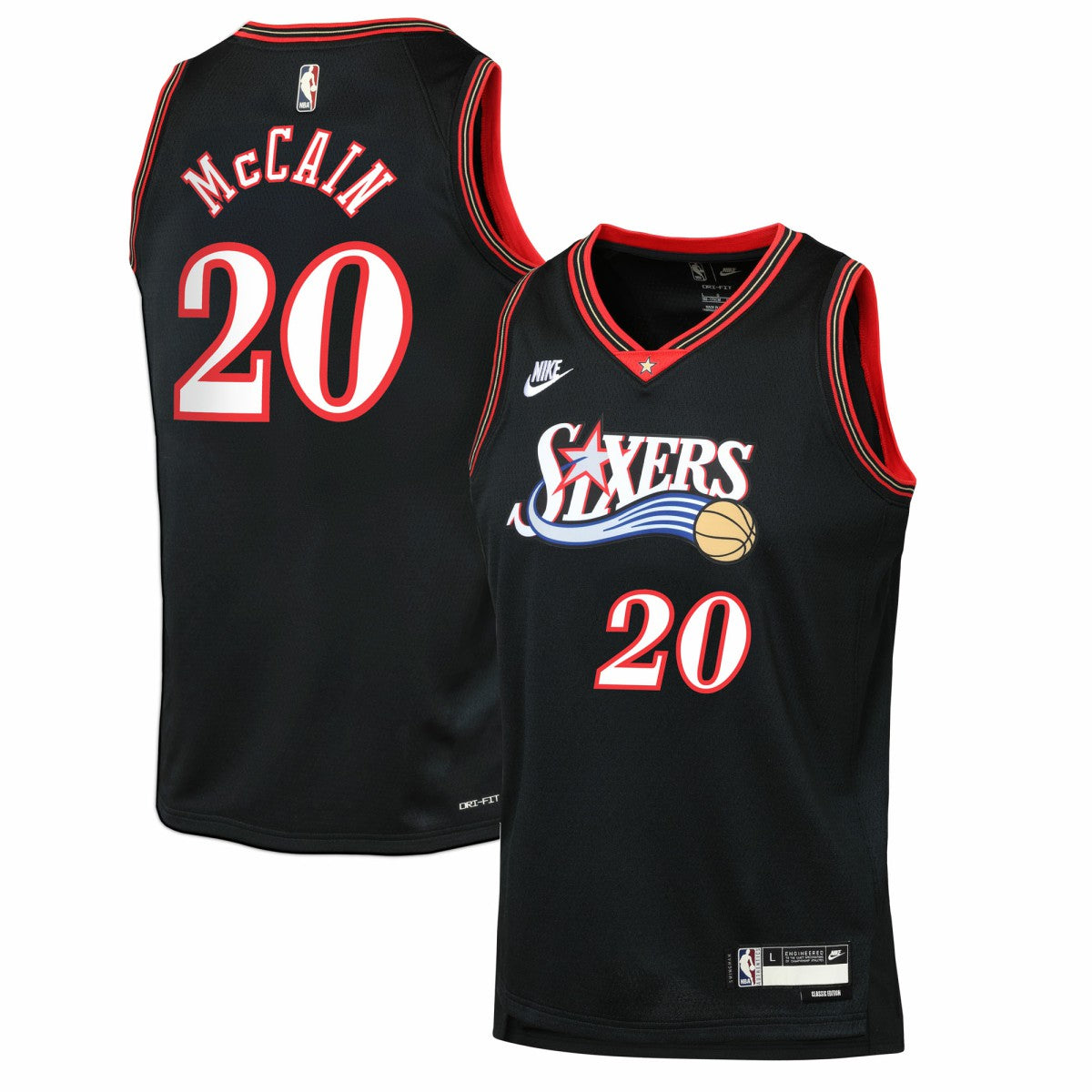 Nike Jared McCain Philadelphia 76ers Youth Swingman Jersey Classic Edition Black