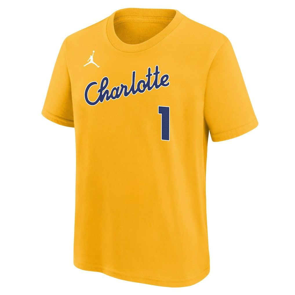 Nike LaMelo Ball Charlotte Hornets Youth 2025/26 City Edition Name & Number T-Shirt Yellow