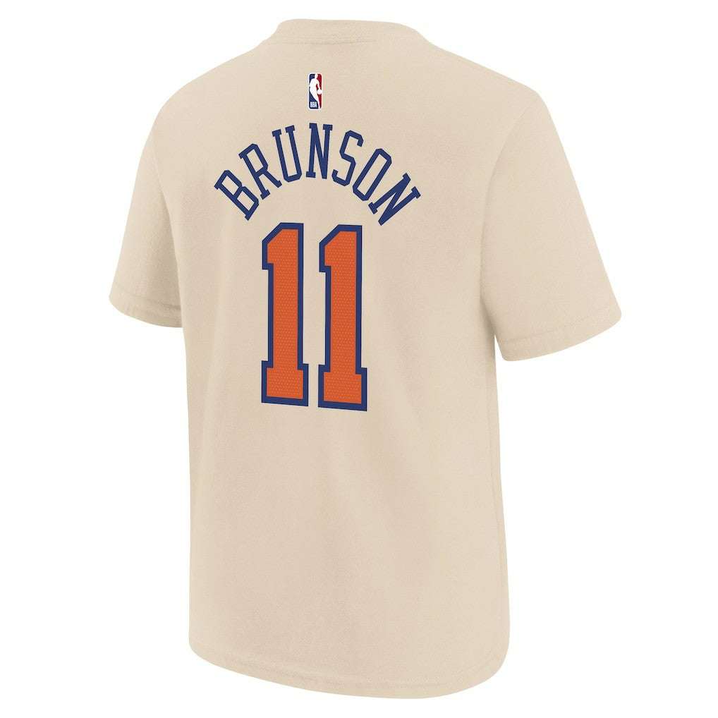 Nike Jalen Brunson New York Knicks Youth 2025/26 City Edition Name & Number T-Shirt Cream