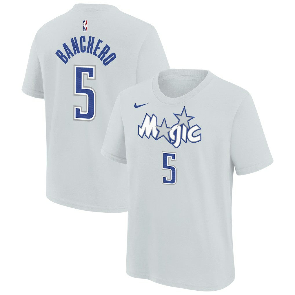 Nike Paolo Banchero Orlando Magic Youth 2025/26 City Edition Name & Number T-Shirt Silver