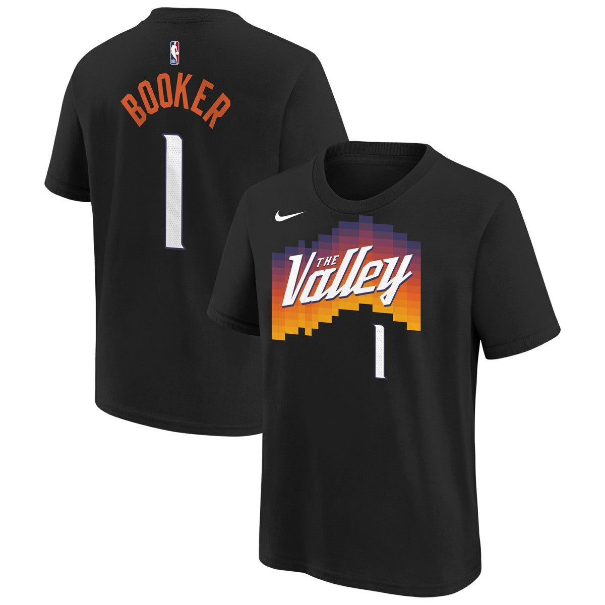 Nike Devin Booker Phoenix Suns Youth 2025/26 City Edition Name & Number T-Shirt Black
