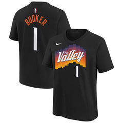 Nike Devin Booker Phoenix Suns Youth 2025/26 City Edition Name & Number T-Shirt Black