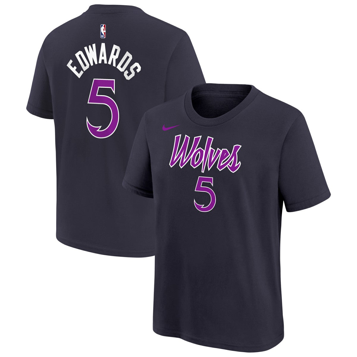 Nike Anthony Edwards Minnesota Timberwolves Youth 2025/26 City Edition Name & Number T-Shirt Purple