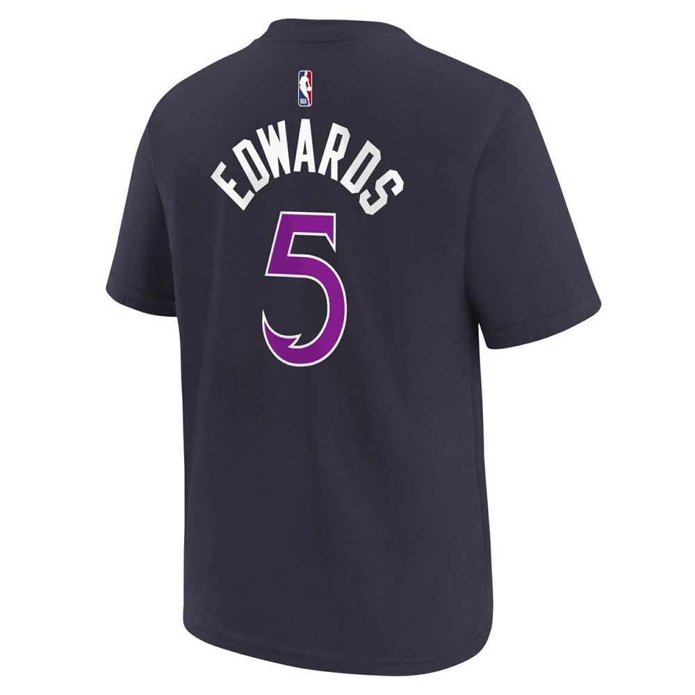 Nike Anthony Edwards Minnesota Timberwolves Youth 2025/26 City Edition Name & Number T-Shirt Purple