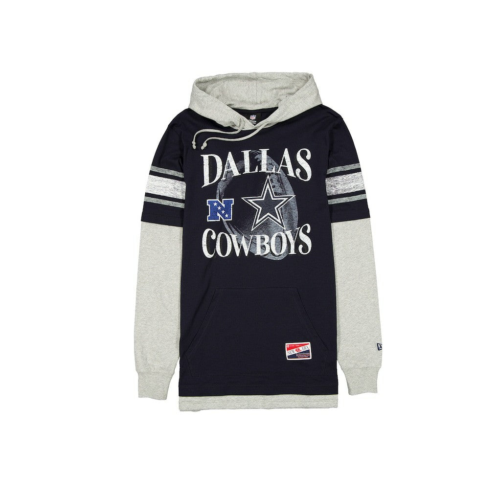 Dallas Cowboys New Era Twofer Layered Long Sleeve Hoodie T-Shirt - Navy - NFL