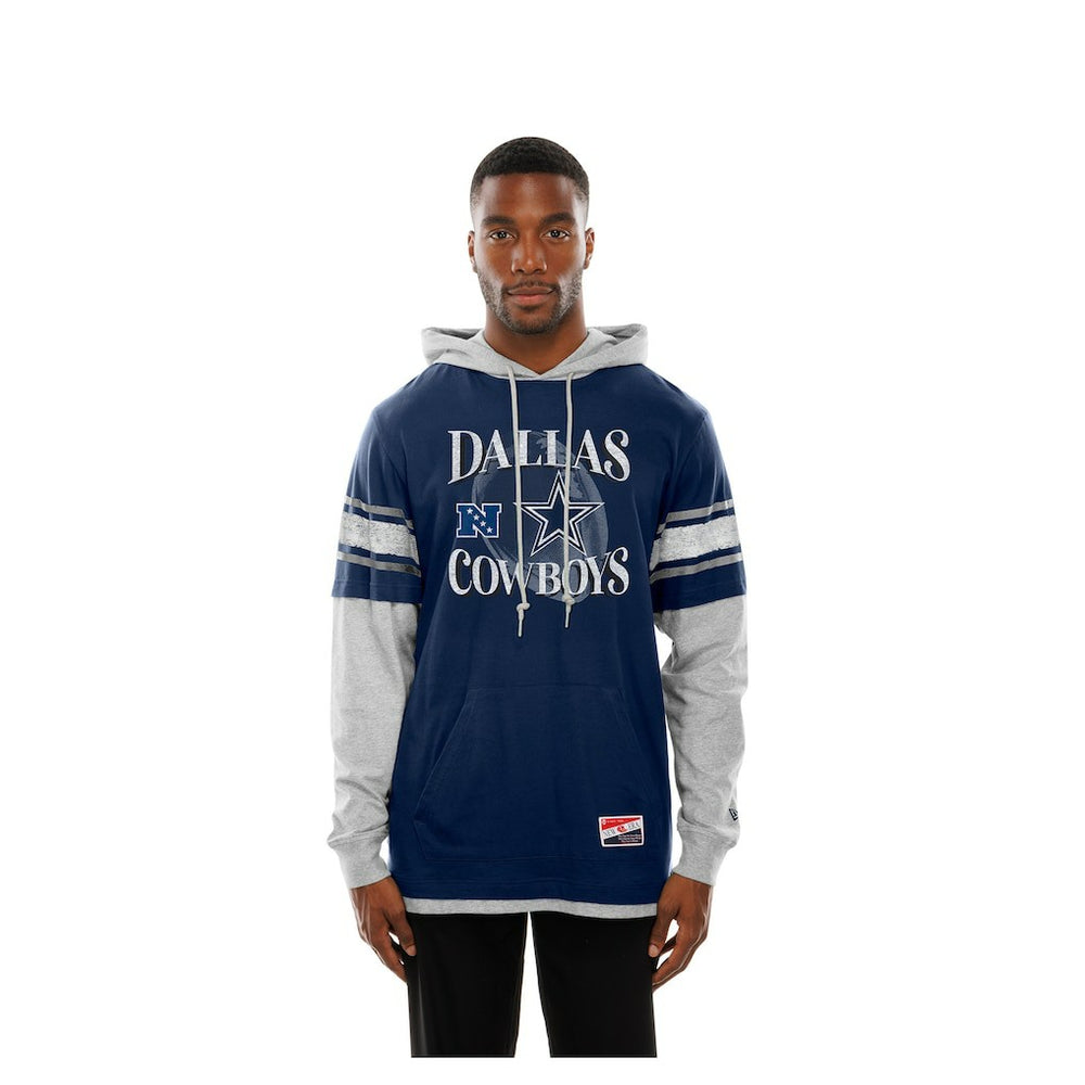 Dallas Cowboys New Era Twofer Layered Long Sleeve Hoodie T-Shirt - Navy - NFL