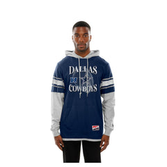 Dallas Cowboys New Era Twofer Layered Long Sleeve Hoodie T-Shirt - Navy - NFL