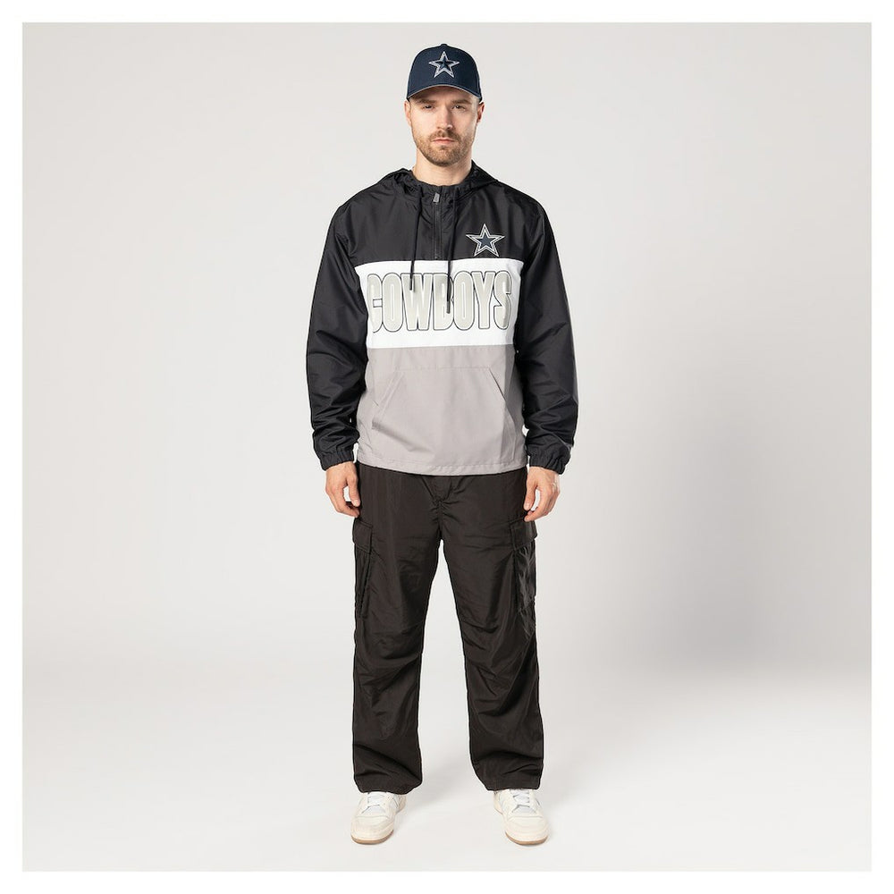 Dallas Cowboys New Era Ripstop Quarter-Zip Hooded Windbreaker - Navy - NFL
