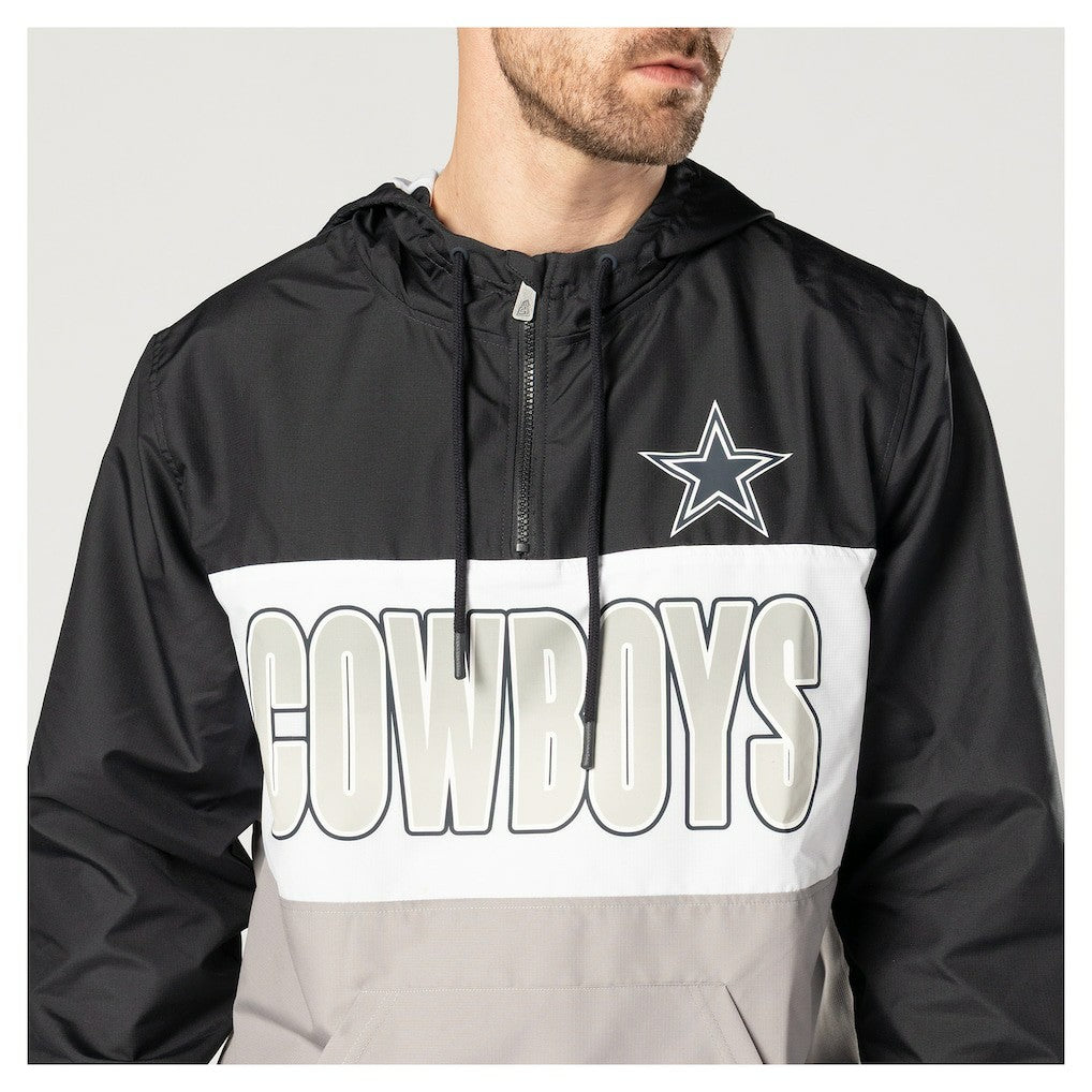 Dallas Cowboys New Era Ripstop Quarter-Zip Hooded Windbreaker - Navy - NFL