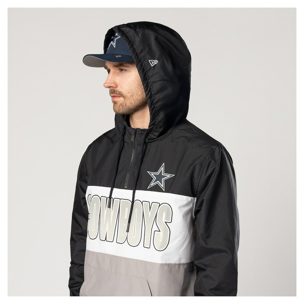 Dallas Cowboys New Era Ripstop Quarter-Zip Hooded Windbreaker - Navy - NFL