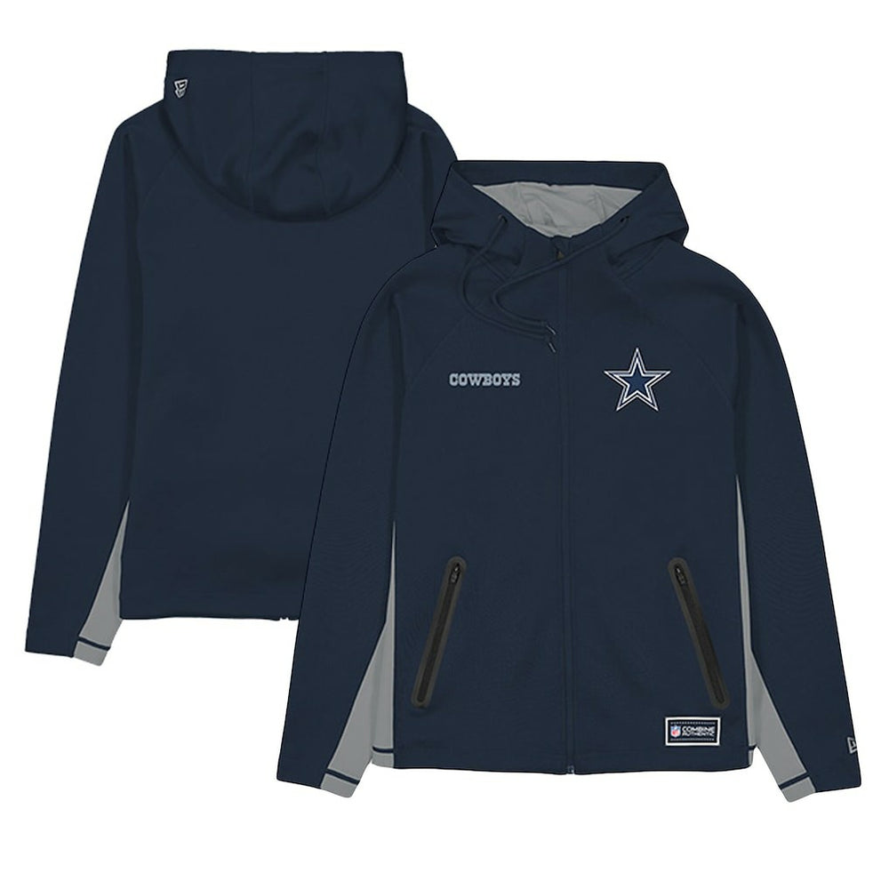 Dallas Cowboys New Era Combine Authentic Raglan Scuba Full-Zip Hoodie - Navy - NFL