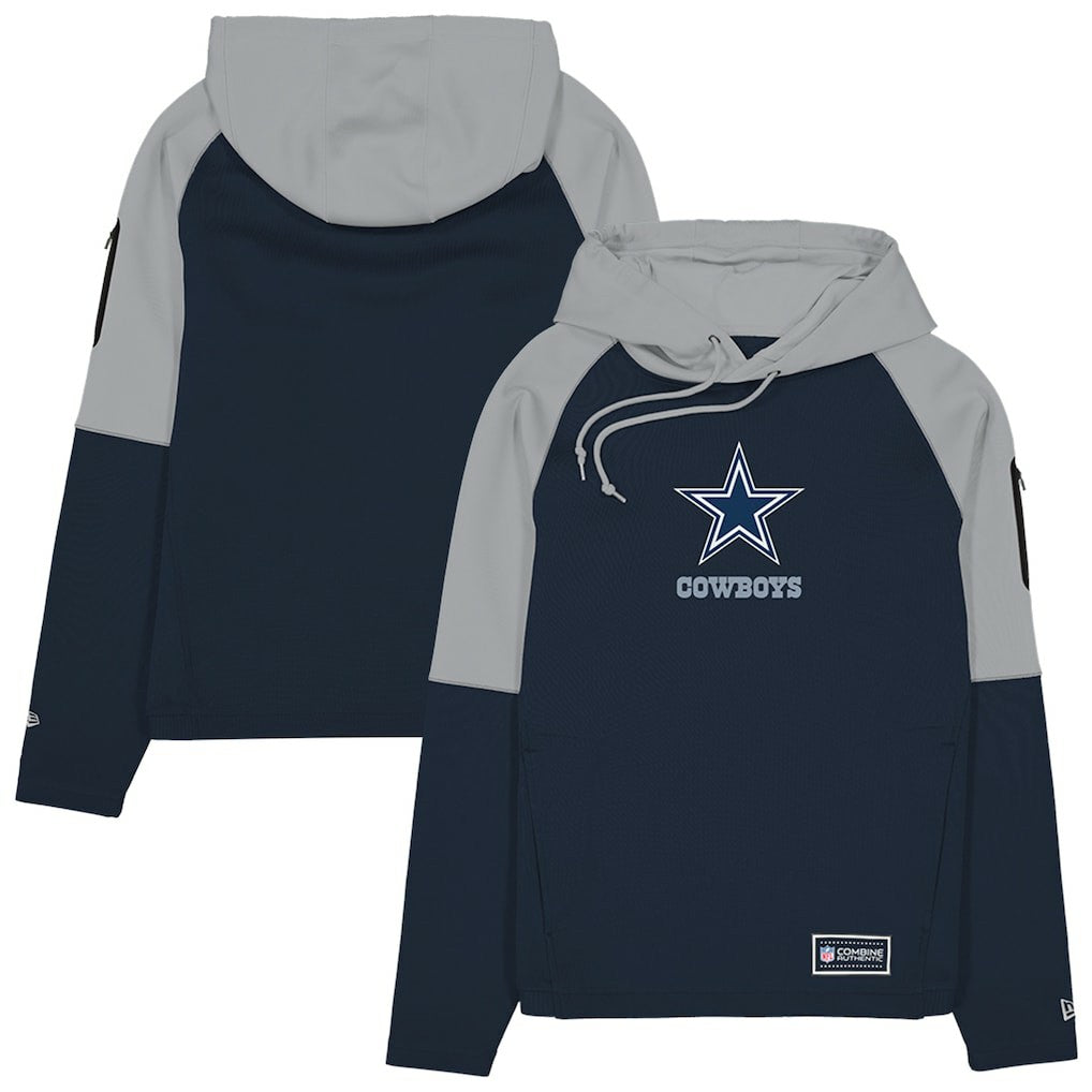 Dallas Cowboys New Era Combine Authentic Color Block Raglan Pullover Hoodie - Navy - NFL