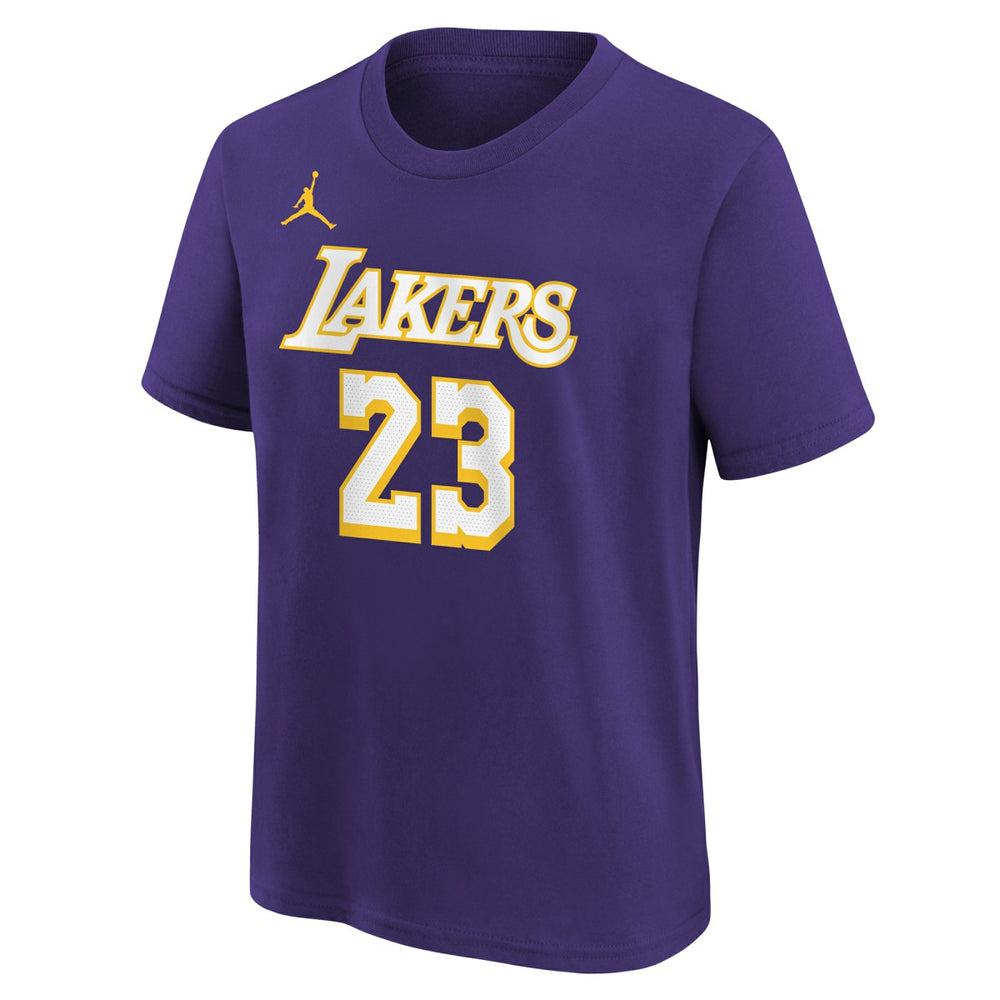 LeBron James Los Angeles Lakers Jordan Brand Youth Statement Edition Name & Number T-Shirt Purple