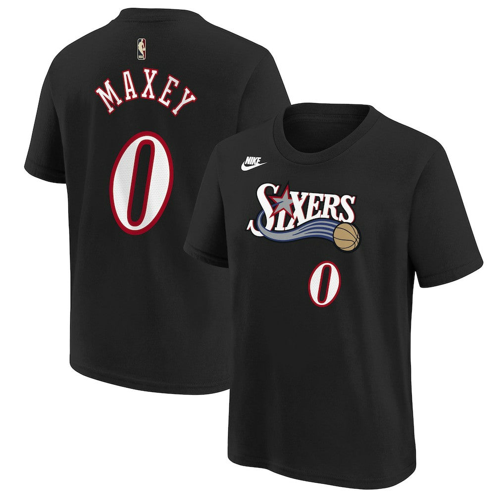 Nike Tyrese Maxey Philadelphia 76ers Youth Name & Number T-Shirt Classic Edition Black