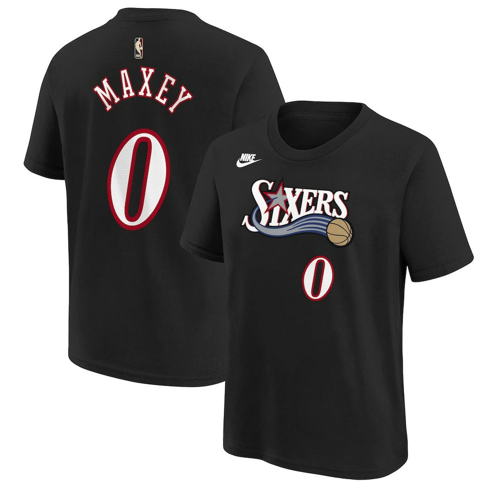Nike Tyrese Maxey Philadelphia 76ers Youth Name & Number T-Shirt Classic Edition Black