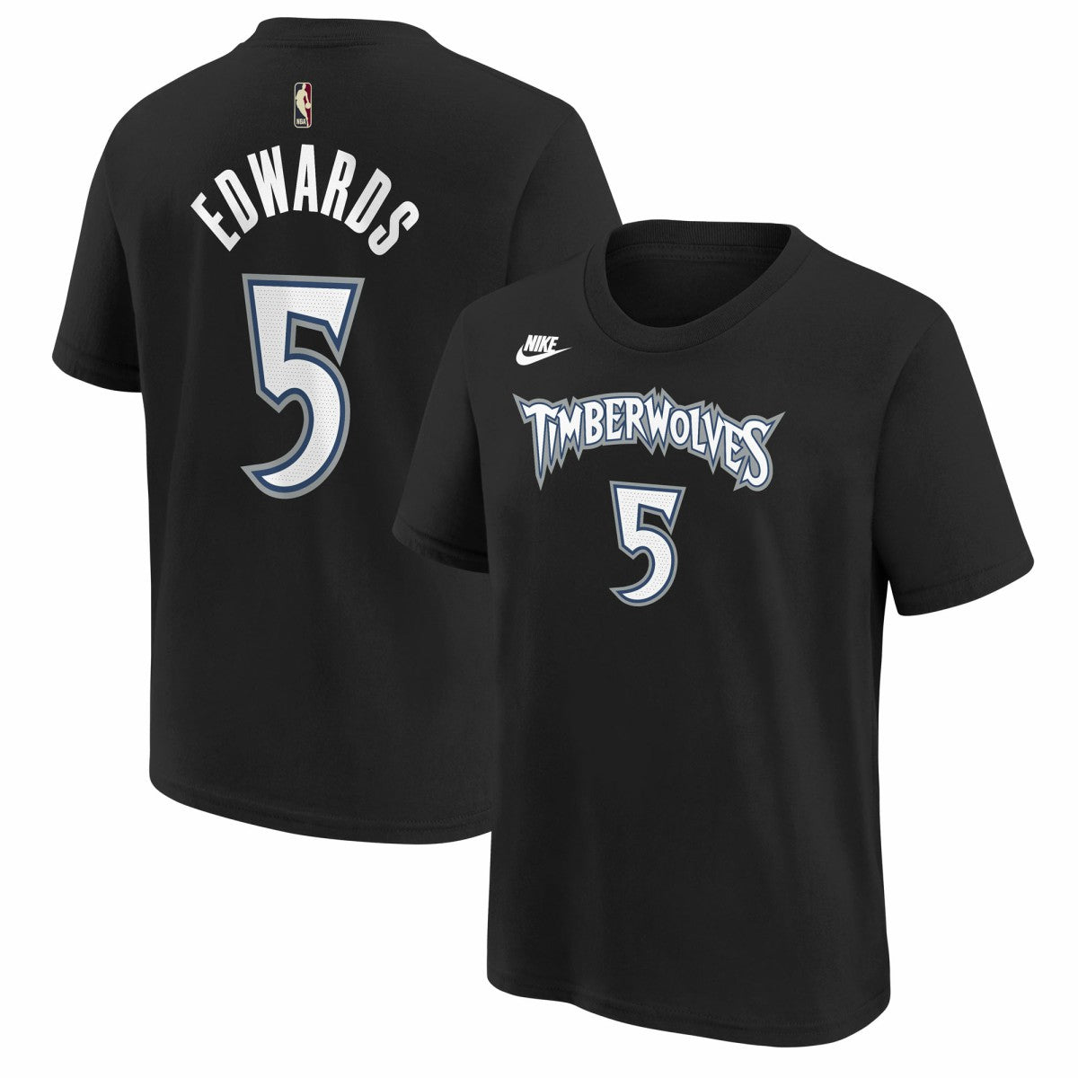 Nike Anthony Edwards Minnesota Timberwolves Youth Name & Number T-Shirt Classic Edition Black