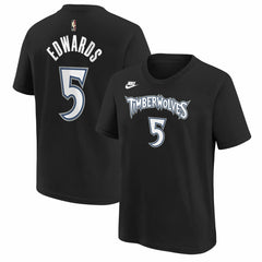 Nike Anthony Edwards Minnesota Timberwolves Youth Name & Number T-Shirt Classic Edition Black