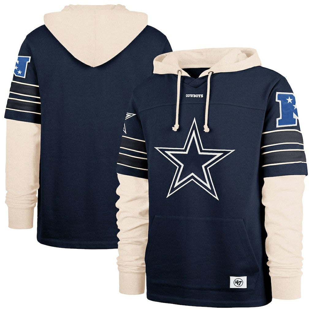 Dallas Cowboys '47 Split Zone Cornerback Duo Hoodie - Navy - 47 brand