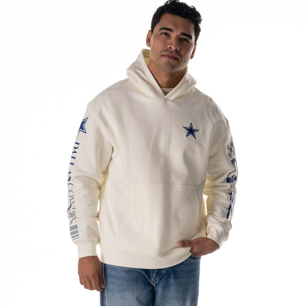 Dallas Cowboys The Wild Collective Unisex Stacked Graphic Sleeve Fleece Hoodie - White - NFL
