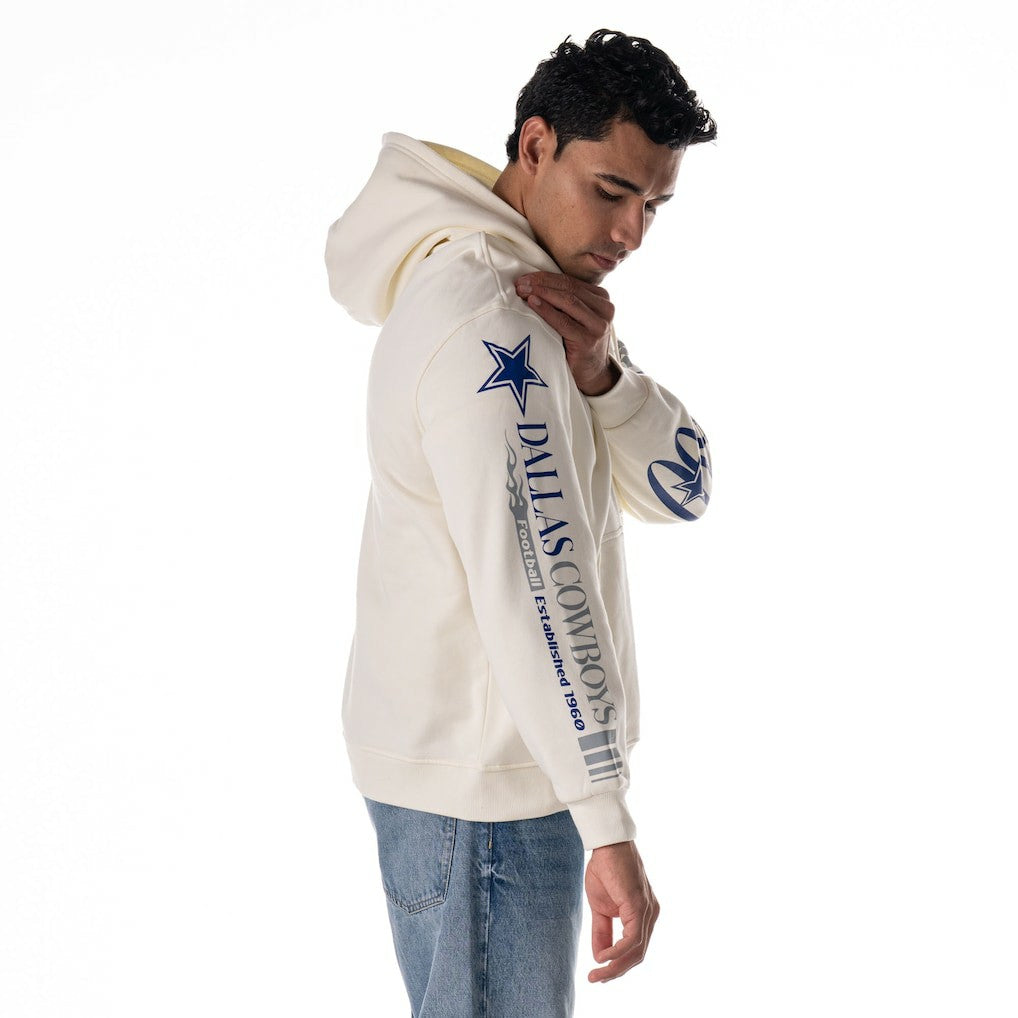 Dallas Cowboys The Wild Collective Unisex Stacked Graphic Sleeve Fleece Hoodie - White - NFL