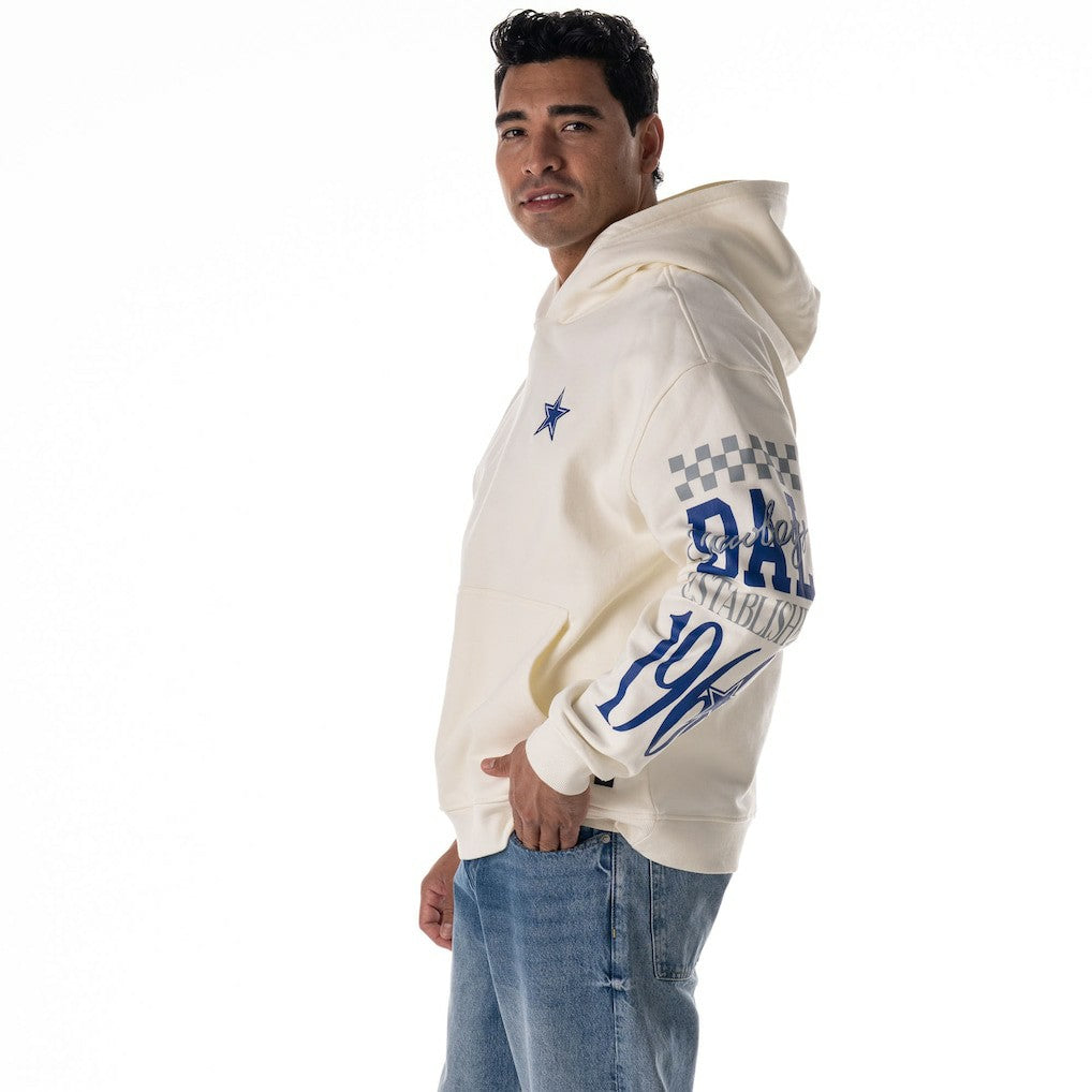 Dallas Cowboys The Wild Collective Unisex Stacked Graphic Sleeve Fleece Hoodie - White - NFL