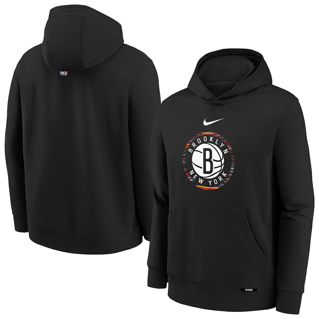 Nike Brooklyn Nets Youth 2025/26 City Edition Club Fleece Pullover Hoodie Black