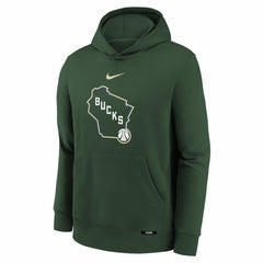 Nike Milwaukee Bucks Youth 2025/26 City Edition Club Fleece Pullover Hoodie Hunter Green