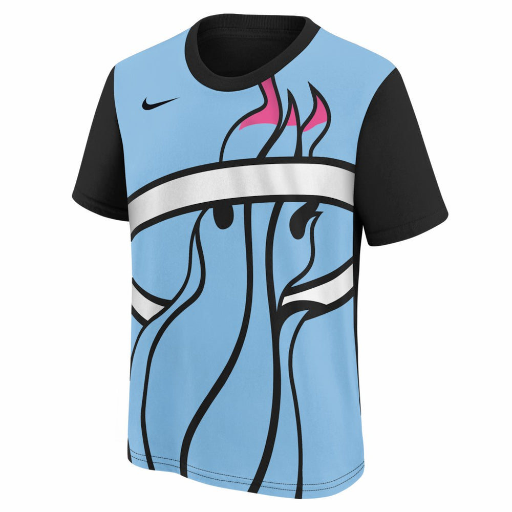 Nike Miami Heat Youth 2025/26 City Edition Max90 T-Shirt Light Blue/Black