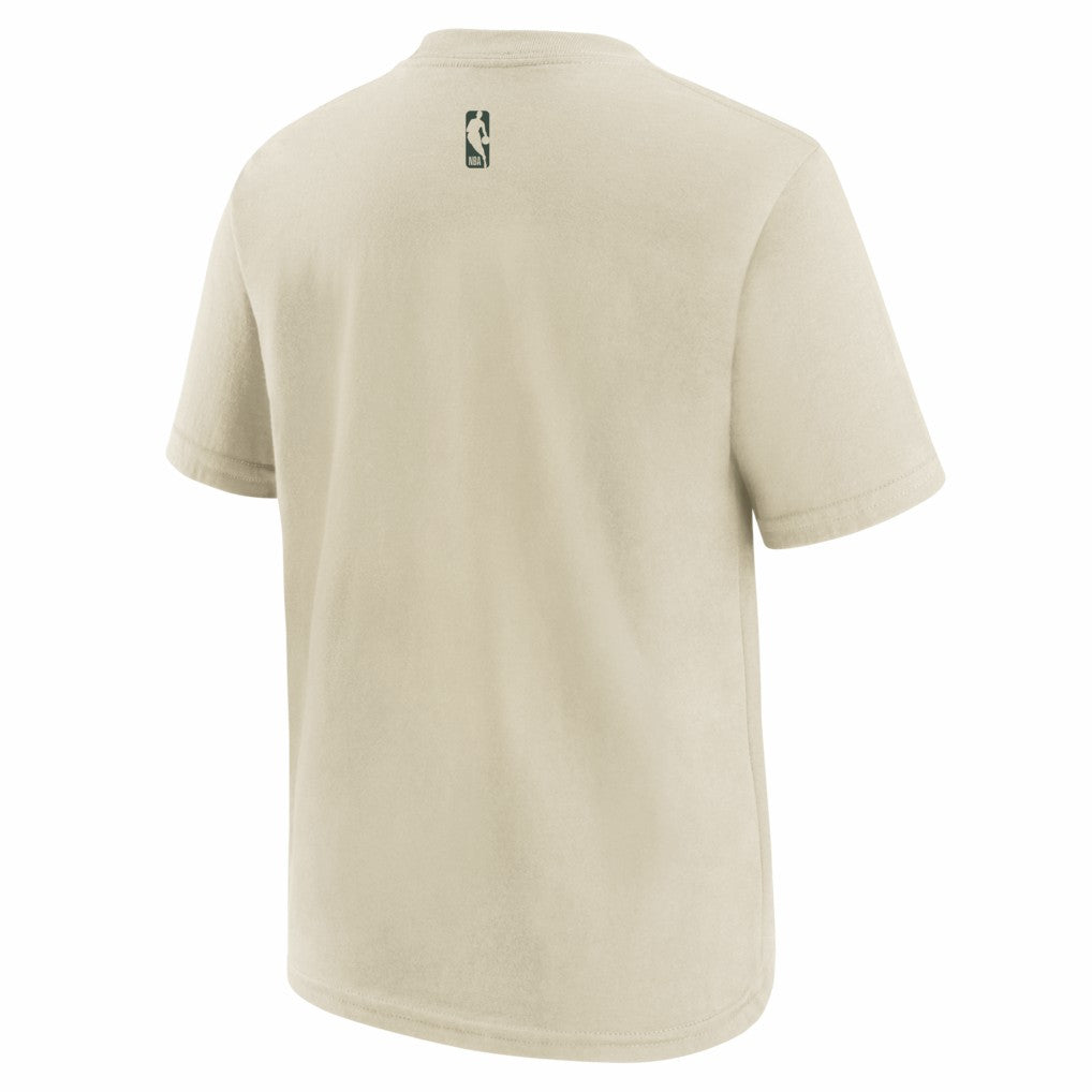 Nike Milwaukee Bucks Youth 2025/26 City Edition Max90 T-Shirt Cream/Hunter Green