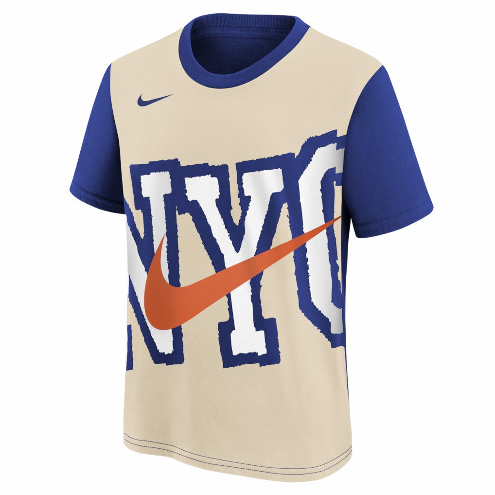 Nike New York Knicks Youth 2025/26 City Edition Max90 T-Shirt Light Beige/Blue